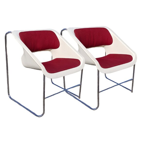 1976 Gorgeous Pair of Two Lotus Stackable Chairs by Paul Boulva for Artopex. - Picture 1 of 9